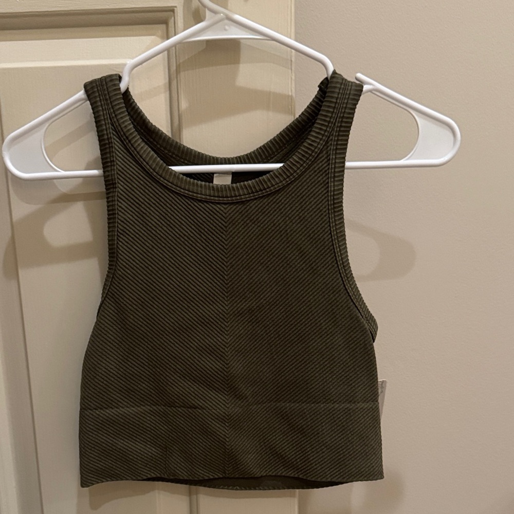Khaki Ribbed Crop Top